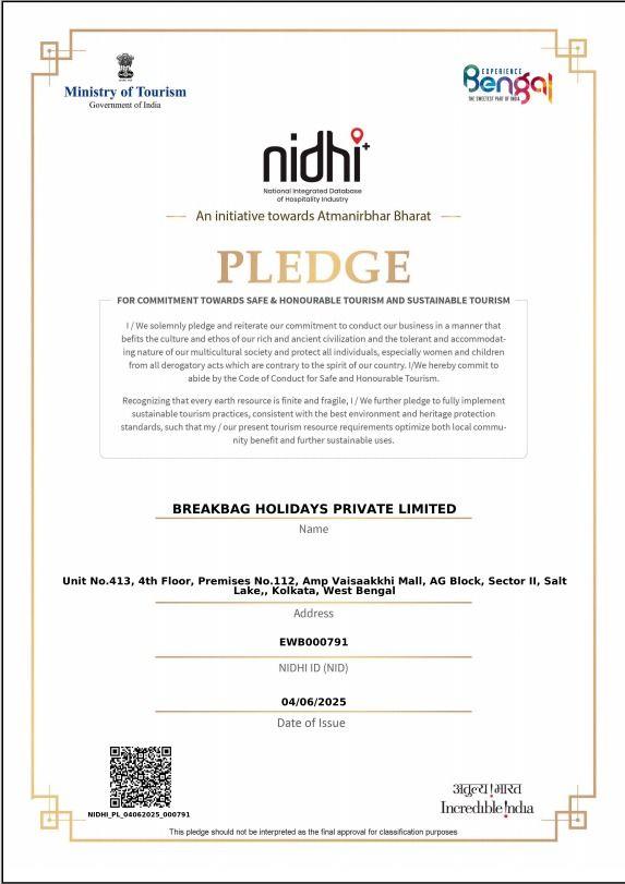 NIDHI Pledge – Ministry of Tourism, Government of India